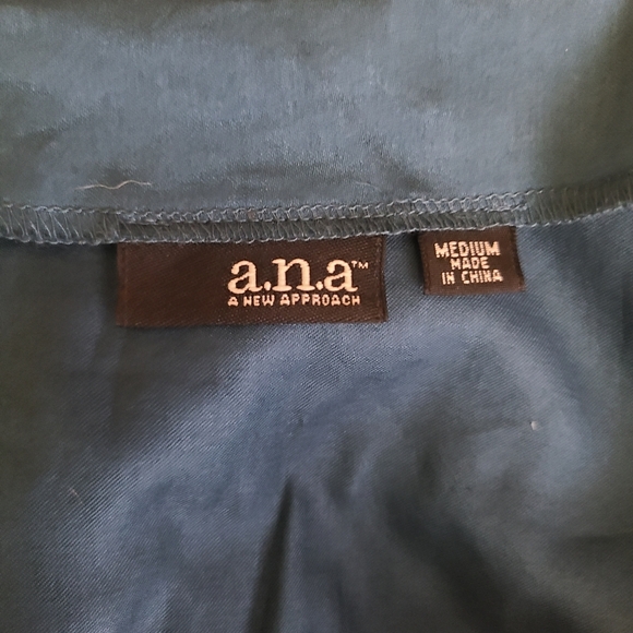 ANA Teal 3/4 length sleeve teal blouse cinched waist vneck size Medium Y2K - Picture 4 of 8